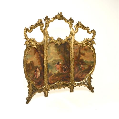 fig 1. Antique French Painted Gilt Wood Screen
