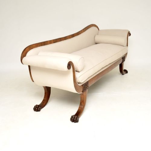 fig 1. Antique Regency Period Chaise Longue in Brass Inlaid Rosewood
