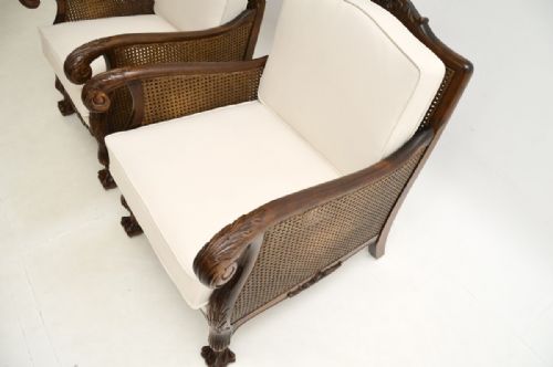 PAIR OF ANTIQUE SWEDISH SATIN BIRCH BERGRE ARMCHAIRS - ADDITIONAL PHOTO 5