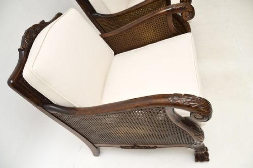PAIR OF ANTIQUE SWEDISH SATIN BIRCH BERGRE ARMCHAIRS - ADDITIONAL PHOTO 6