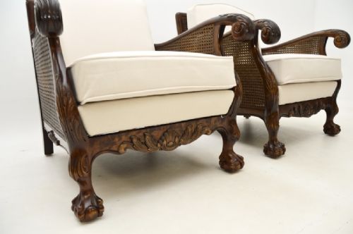 PAIR OF ANTIQUE SWEDISH SATIN BIRCH BERGRE ARMCHAIRS - ADDITIONAL PHOTO 7