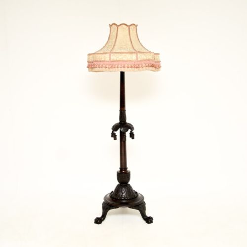 ANTIQUE VICTORIAN CARVED MAHOGANY FLOOR LAMP - ADDITIONAL PHOTO 1