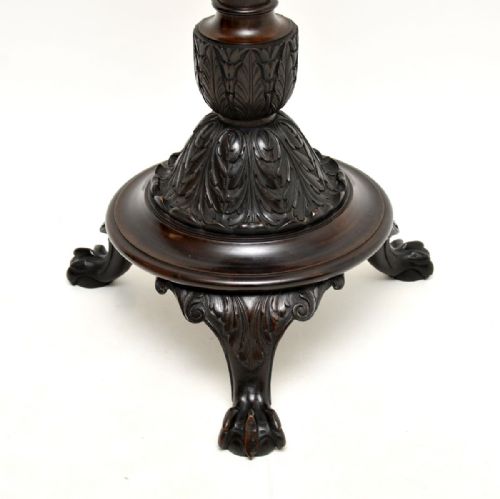 ANTIQUE VICTORIAN CARVED MAHOGANY FLOOR LAMP - ADDITIONAL PHOTO 2