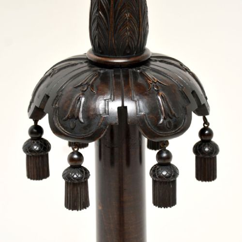 ANTIQUE VICTORIAN CARVED MAHOGANY FLOOR LAMP - ADDITIONAL PHOTO 3