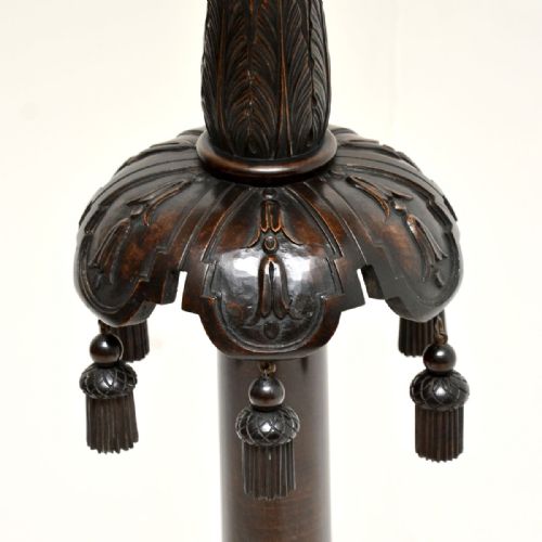 ANTIQUE VICTORIAN CARVED MAHOGANY FLOOR LAMP - ADDITIONAL PHOTO 5
