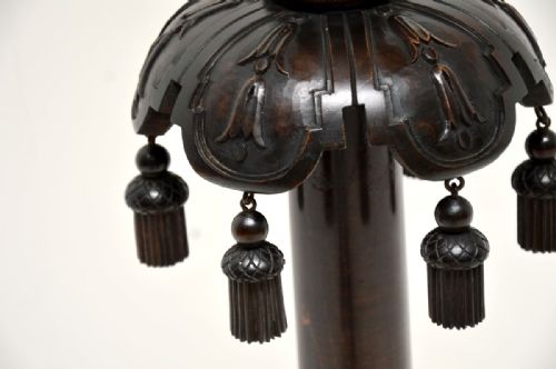 ANTIQUE VICTORIAN CARVED MAHOGANY FLOOR LAMP - ADDITIONAL PHOTO 6