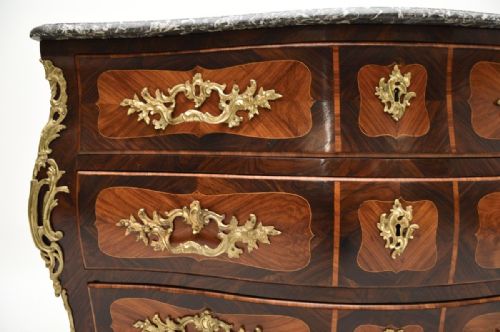 ANTIQUE FRENCH LOUIS XV MARBLE TOP COMMODE BY JACQUES BIRCKL - ADDITIONAL PHOTO 4