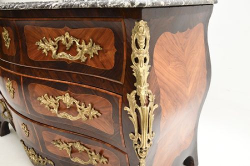 ANTIQUE FRENCH LOUIS XV MARBLE TOP COMMODE BY JACQUES BIRCKL - ADDITIONAL PHOTO 5