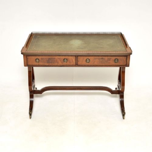fig 1. Antique Regency Style Mahogany Leather Top Writing Table