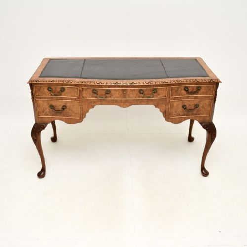 fig 1. Antique Burr Walnut Leather Top Desk