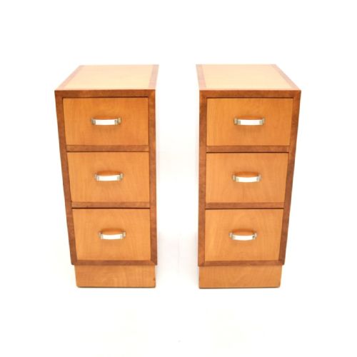 fig 1. Pair of Art Deco Satinwood and Walnut Bedside Chests