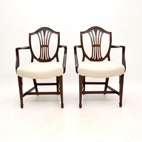 PAIR OF ANTIQUE GEORGIAN STYLE MAHOGANY CARVER ARMCHAIRS - ADDITIONAL PHOTO 1