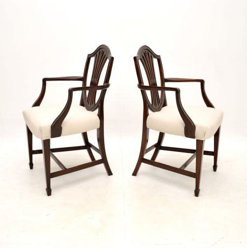 PAIR OF ANTIQUE GEORGIAN STYLE MAHOGANY CARVER ARMCHAIRS - ADDITIONAL PHOTO 3