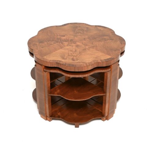 Art Deco Burr Walnut Nesting Coffee Table
