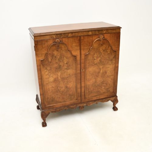 Antique Burr Walnut Queen Anne Style Cabinet

