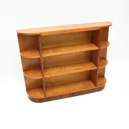 Art Deco Birdseye Maple Open Bookcase
