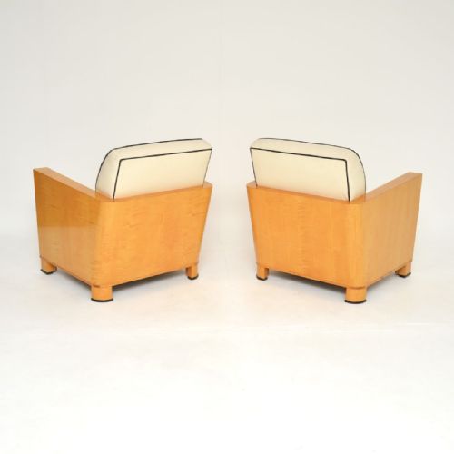 PAIR OF SWEDISH ART DECO ARMCHAIRS IN LEATHER AND SATIN BIRCH - ADDITIONAL PHOTO 5