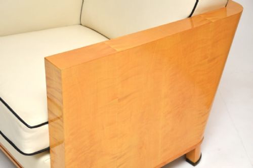 PAIR OF SWEDISH ART DECO ARMCHAIRS IN LEATHER AND SATIN BIRCH - ADDITIONAL PHOTO 7