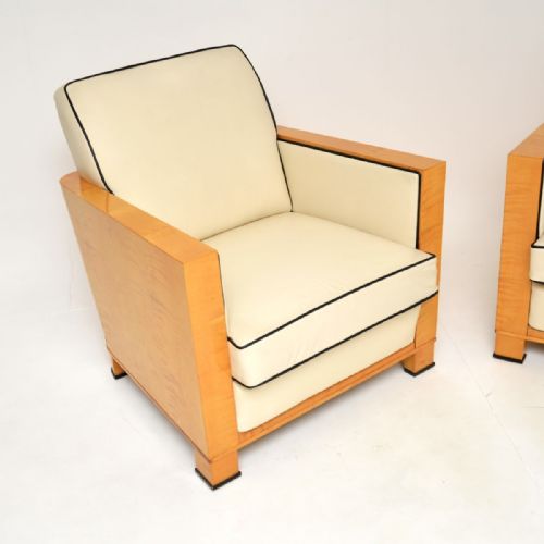 PAIR OF SWEDISH ART DECO ARMCHAIRS IN LEATHER AND SATIN BIRCH - ADDITIONAL PHOTO 11