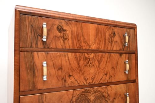 ART DECO BURR WALNUT CHEST OF DRAWERS - ADDITIONAL PHOTO 4