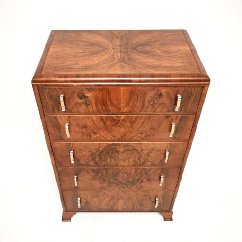 ART DECO BURR WALNUT CHEST OF DRAWERS - ADDITIONAL PHOTO 7
