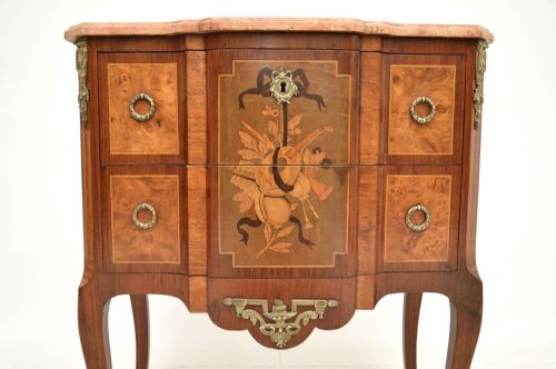 ANTIQUE FRENCH MARBLE TOP INLAID COMMODE - ADDITIONAL PHOTO 1