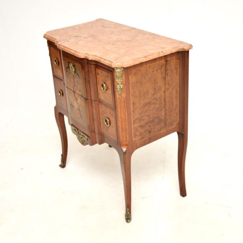 ANTIQUE FRENCH MARBLE TOP INLAID COMMODE - ADDITIONAL PHOTO 2
