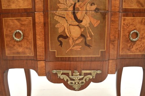 ANTIQUE FRENCH MARBLE TOP INLAID COMMODE - ADDITIONAL PHOTO 4