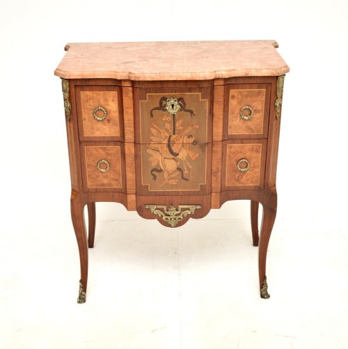 ANTIQUE FRENCH MARBLE TOP INLAID COMMODE - ADDITIONAL PHOTO 5