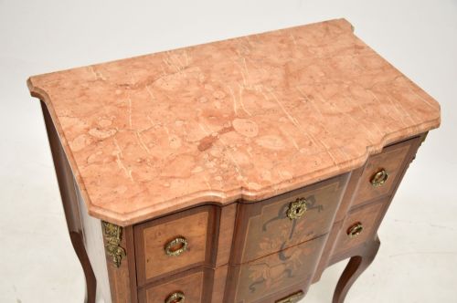 ANTIQUE FRENCH MARBLE TOP INLAID COMMODE - ADDITIONAL PHOTO 6
