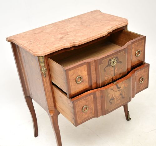 ANTIQUE FRENCH MARBLE TOP INLAID COMMODE - ADDITIONAL PHOTO 8