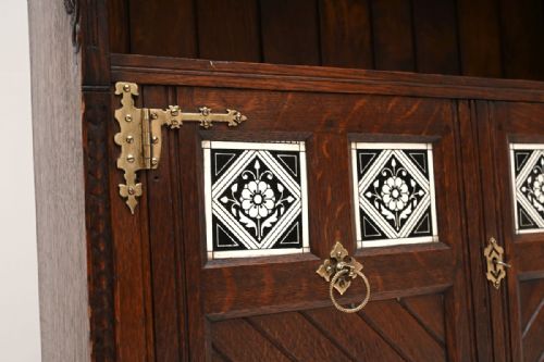 ANTIQUE AESTHETIC MOVEMENT CABINET BY JOHN MOYR SMITH - ADDITIONAL PHOTO 16