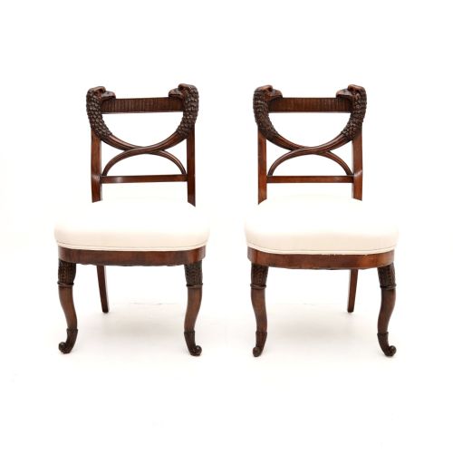 fig 1. Pair of Antique Biedermeier Mahogany Side Chairs

