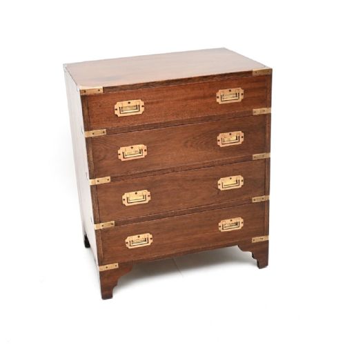 Antique Mahogany Military Campaign Style Chest of Drawers
