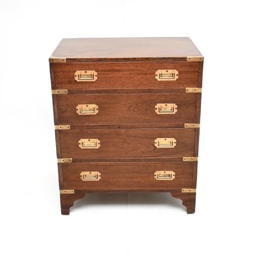 fig 1. Antique Mahogany Military Campaign Style Chest of Drawers
