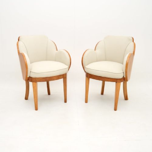 Pair of Art Deco Sycamore Cloud Back Armchairs by Epstein
