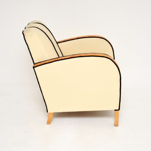 PAIR OF SWEDISH ART DECO ARMCHAIRS IN LEATHER AND SATIN BIRCH - ADDITIONAL PHOTO 6