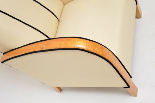PAIR OF SWEDISH ART DECO ARMCHAIRS IN LEATHER AND SATIN BIRCH - ADDITIONAL PHOTO 9