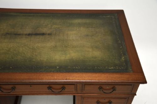 fig 1. Antique Victorian Mahogany Leather Top Pedestal Desk
