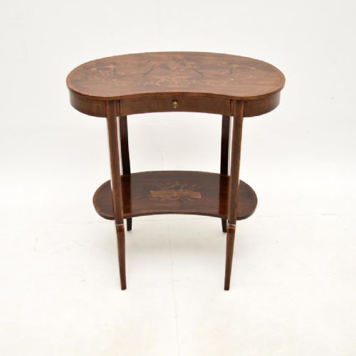 ANTIQUE EDWARDIAN INLAID MARQUETRY KIDNEY SIDE TABLE - ADDITIONAL PHOTO 1