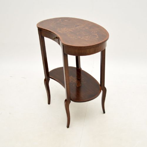 ANTIQUE EDWARDIAN INLAID MARQUETRY KIDNEY SIDE TABLE - ADDITIONAL PHOTO 2