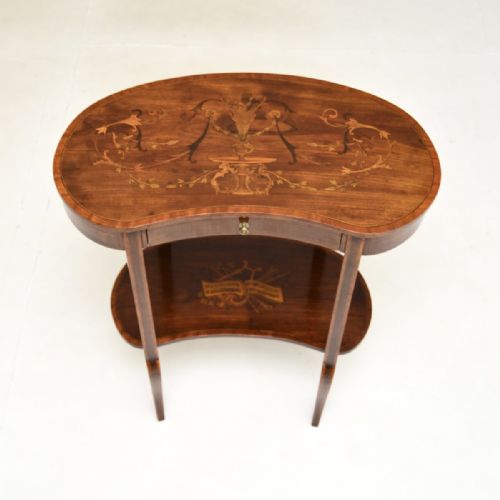 ANTIQUE EDWARDIAN INLAID MARQUETRY KIDNEY SIDE TABLE - ADDITIONAL PHOTO 3