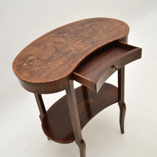 ANTIQUE EDWARDIAN INLAID MARQUETRY KIDNEY SIDE TABLE - ADDITIONAL PHOTO 4