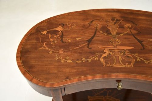 ANTIQUE EDWARDIAN INLAID MARQUETRY KIDNEY SIDE TABLE - ADDITIONAL PHOTO 6