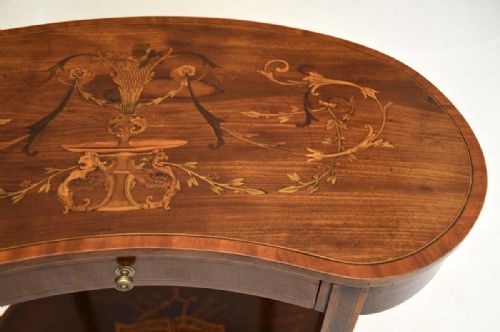 ANTIQUE EDWARDIAN INLAID MARQUETRY KIDNEY SIDE TABLE - ADDITIONAL PHOTO 7