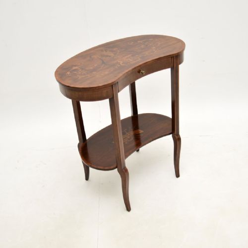ANTIQUE EDWARDIAN INLAID MARQUETRY KIDNEY SIDE TABLE - ADDITIONAL PHOTO 9