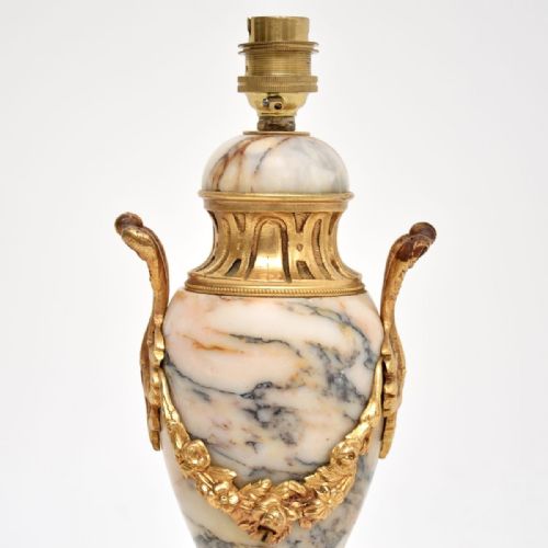 ANTIQUE FRENCH MARBLE AND GILT BRONZE TABLE LAMP - ADDITIONAL PHOTO 2