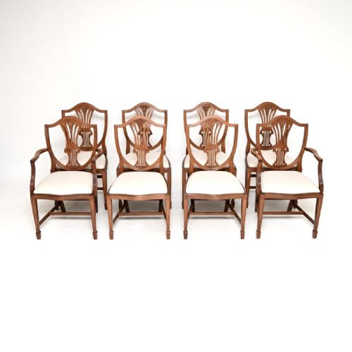 SET OF EIGHT ANTIQUE SHERATON STYLE SHIELD BACK DINING CHAIRS - ADDITIONAL PHOTO 1