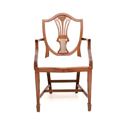 SET OF EIGHT ANTIQUE SHERATON STYLE SHIELD BACK DINING CHAIRS - ADDITIONAL PHOTO 5