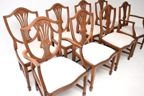 SET OF EIGHT ANTIQUE SHERATON STYLE SHIELD BACK DINING CHAIRS - ADDITIONAL PHOTO 10